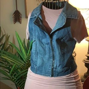 Cropped Denim Jean Vest